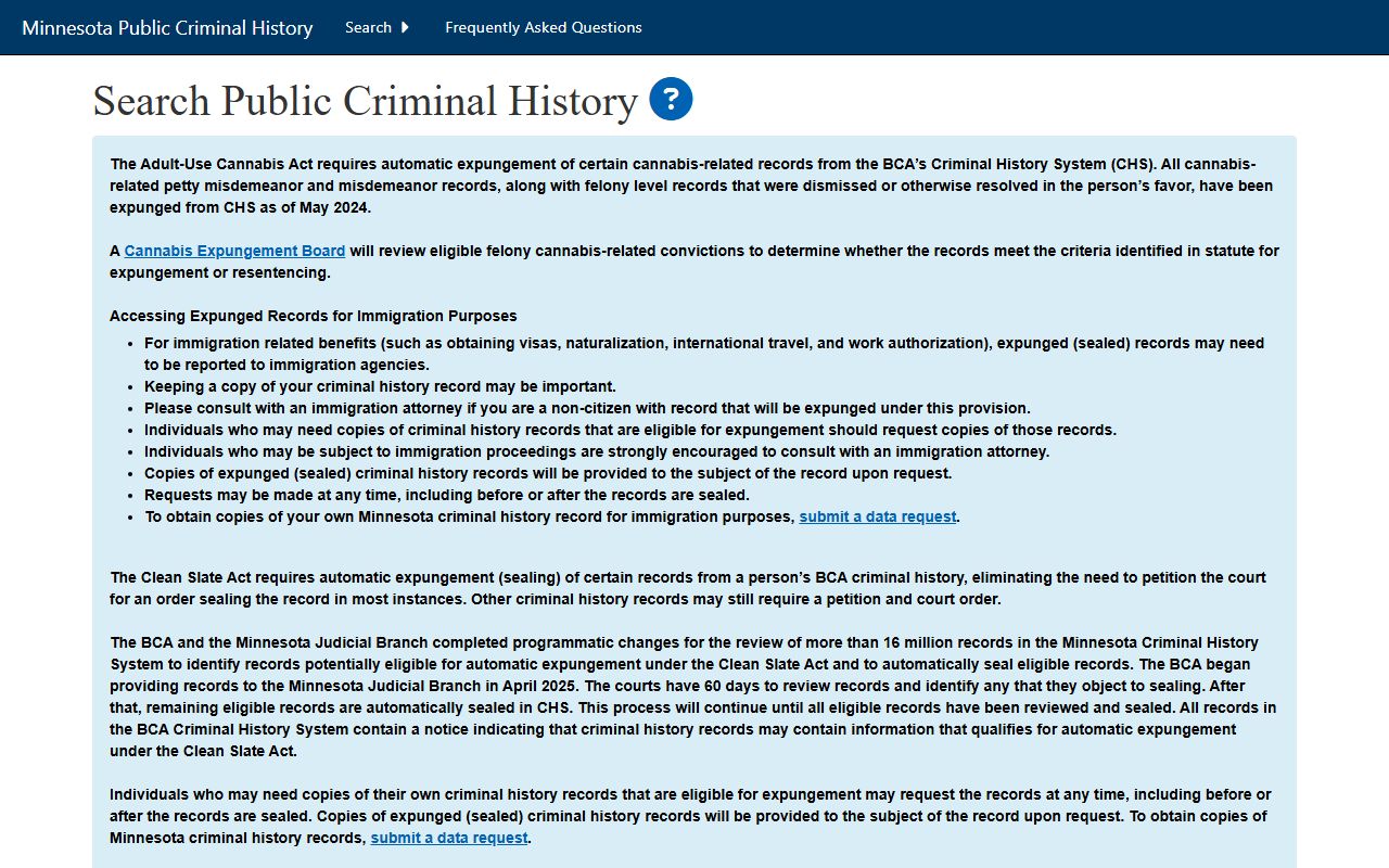 Cass County arrest records and court charges BCA criminal history search form