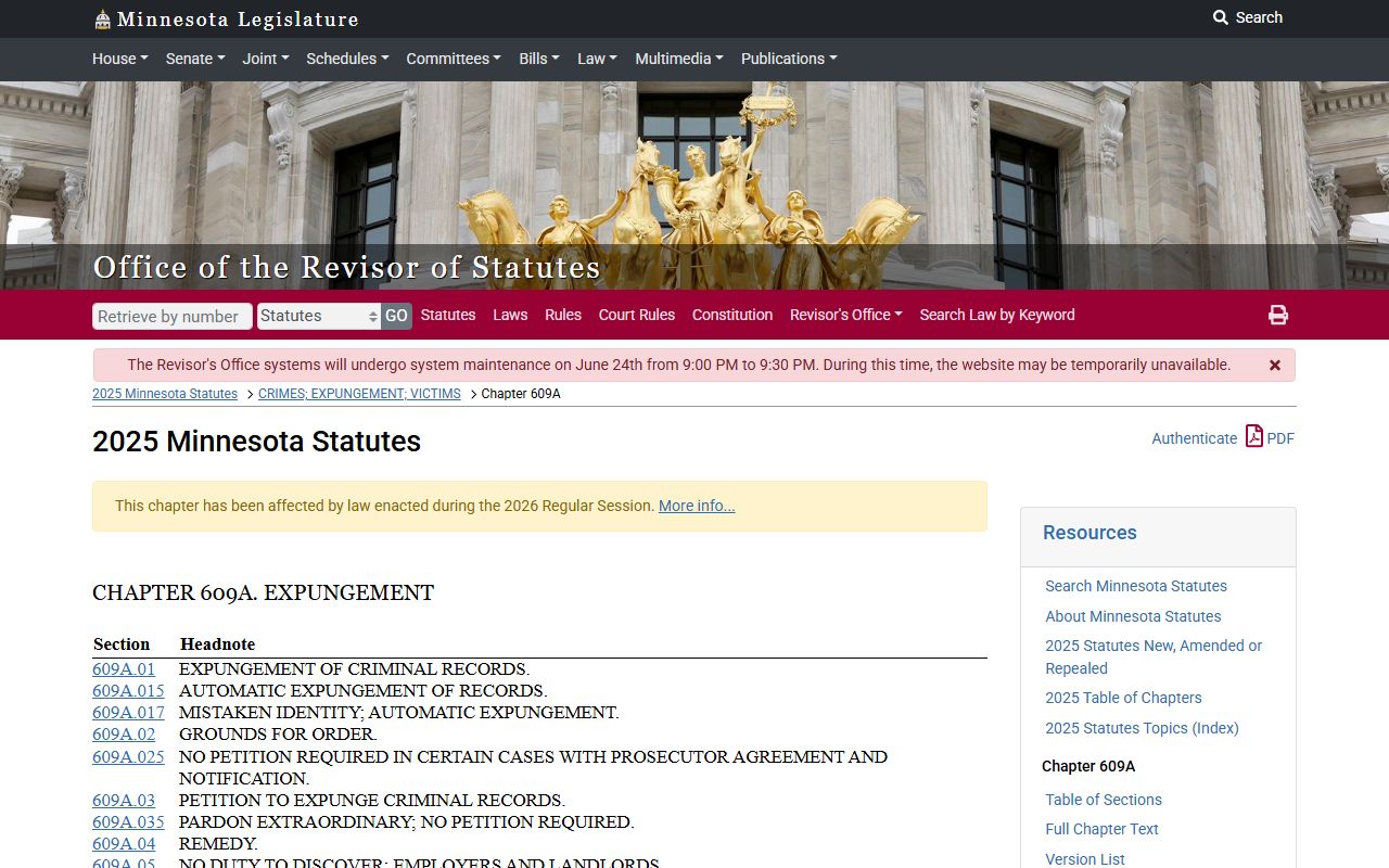 Cass County criminal court records Minnesota expungement chapter