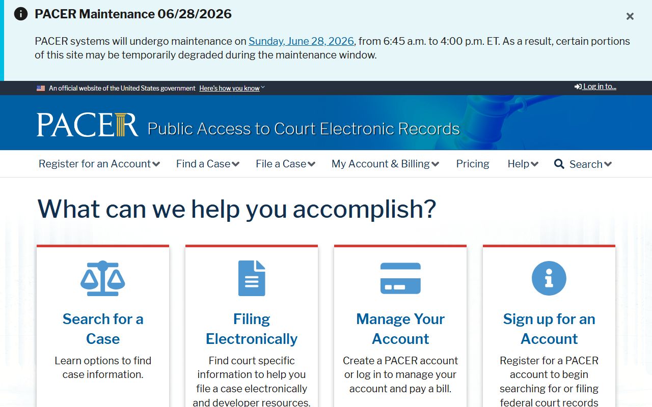 Cass County District Court federal PACER records search context