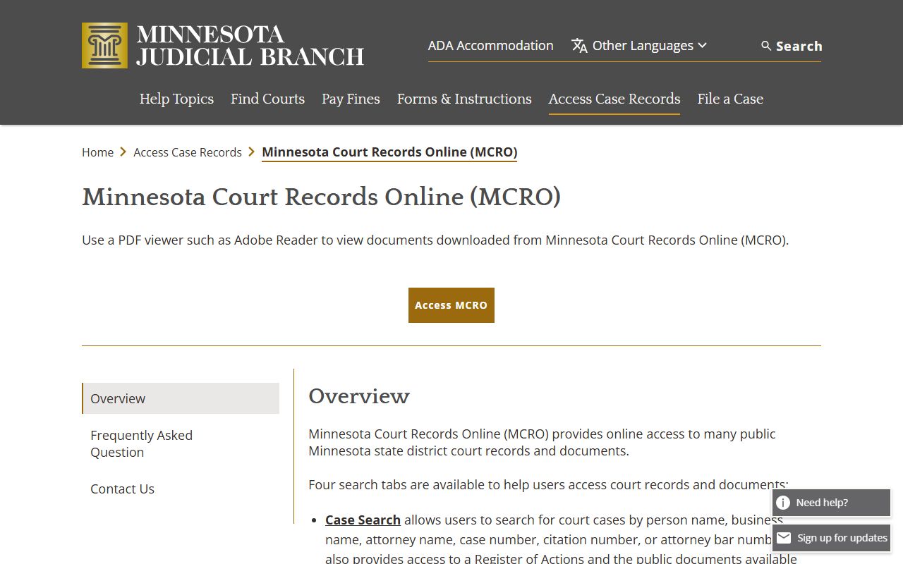Cass County court records MCRO overview tools