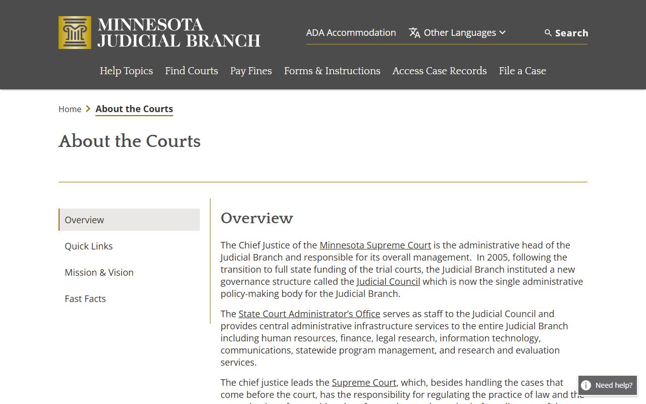 Cass County court records Minnesota Judicial Branch court structure