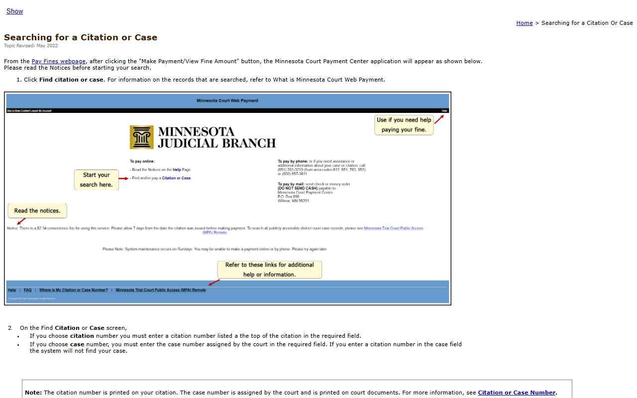 Cass County traffic court records citation number and case number help